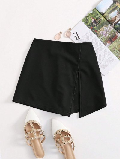 Elastic Waist Split Front Skort